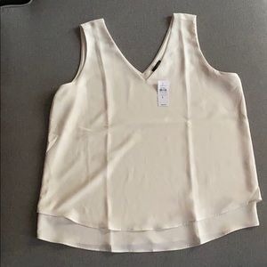 NWT Ann Taylor white/cream double v-neck tank